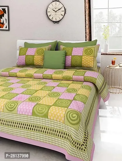 Comfortable Cotton Printed Queen Bedsheet with Two Pillow Covers-thumb0