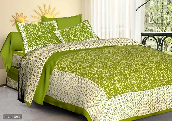 Comfortable Cotton Printed Queen Bedsheet with Two Pillow Covers