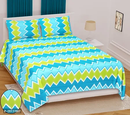 Comfortable Cotton Printed Queen Bedsheet with Two Pillow Covers-thumb0