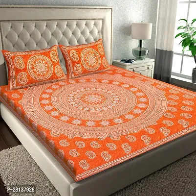 Comfortable Cotton Printed Queen Bedsheet with Two Pillow Covers