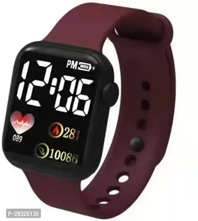 Stylish Maroon Silicone Digital Watches For Boys And Men