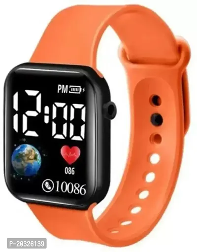 Stylish Orange Silicone Digital Watches For Boys And Men