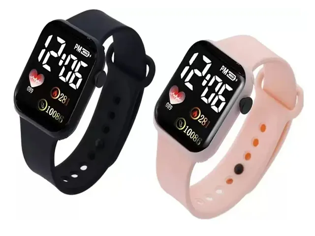 Stylish Silicone Digital Watches Combo For Women Pack Of 2