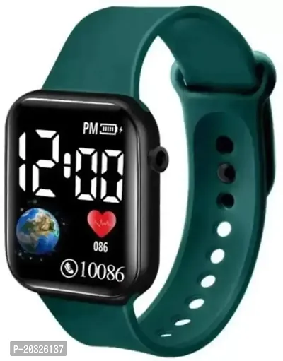 Stylish Green Silicone Digital Watches For Boys And Men-thumb0