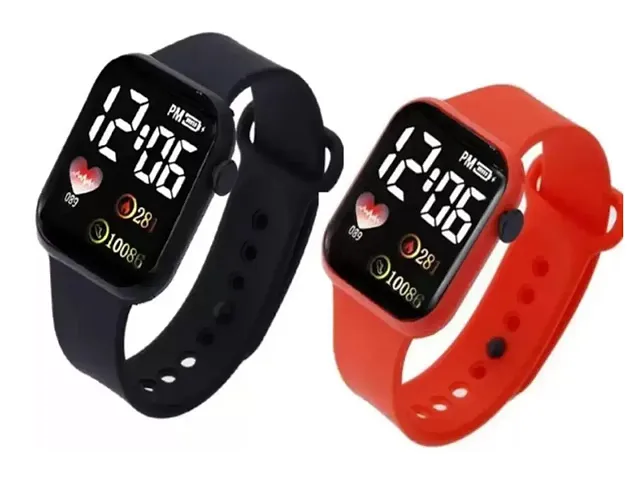 Stylish Silicone Digital Watches Combo For Women Pack Of 2