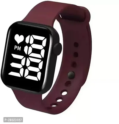 Stylish Maroon Silicone Digital Watches For Women