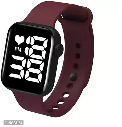 Stylish Maroon Silicone Digital Watches For Women-thumb0