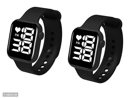 Stylish Black Silicone Digital Watches Combo For Women Pack Of 2-thumb0