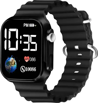 Trending Black Sqaure Ultra Desigh Black Silicon Strap Digital Watch