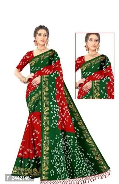 Stylish Chiffon Bandhani Saree With Blouse Piece For Women