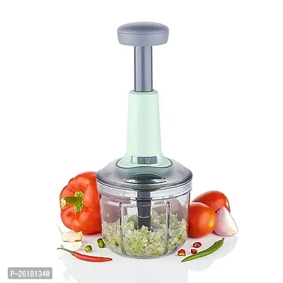 Amazing 2 in 1 Push Chopper Manual Hand Press Push Chopper with 3 Blades for Effortless Chopping Vegetables  Fruits with Easy Push and Close Button | Sea Green Color-thumb0