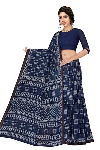 TAMAIRA FASHION Women's Plain Weave Pure Cotton Saree With Blouse Piece (2427_Indigo)-thumb1