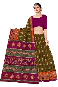 TAMAIRA FASHION Women's Plain Weave Pure Cotton Saree Without Blouse Piece(AB30_Mehendi)-thumb1