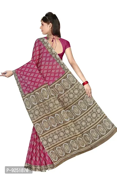 TAMAIRA FASHION Women's Plain Weave Pure Cotton Saree Without Blouse Piece (AB24_Beige and Magenta)-thumb4