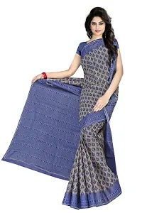 TAMAIRA FASHION Plain Weave Women's Pure Cotton Saree Without Blouse Piece (2340_Grey  Blue)-thumb1