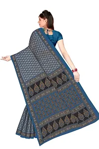 TAMAIRA FASHION Women's Plain Weave Cotton Saree Without Blouse Piece ( 802_Blue)-thumb3