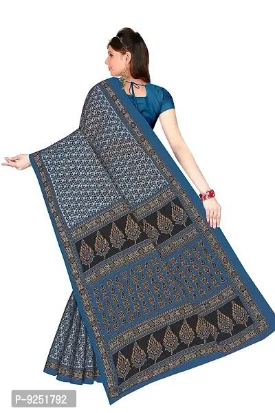 TAMAIRA FASHION Women's Plain Weave Cotton Saree Without Blouse Piece ( 802_Blue)-thumb4