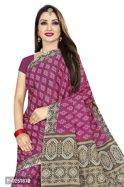 TAMAIRA FASHION Women's Plain Weave Pure Cotton Saree Without Blouse Piece (AB24_Beige and Magenta)-thumb5