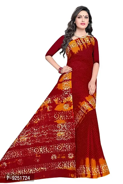 TAMAIRA FASHION Women's Plain Weave Pure Cotton Saree Without Blouse Piece (1920_Red)-thumb3