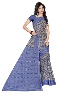 TAMAIRA FASHION Plain Weave Women's Pure Cotton Saree Without Blouse Piece (2340_Grey  Blue)-thumb2