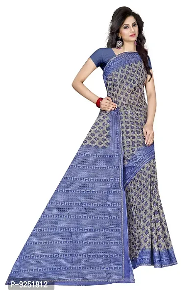 TAMAIRA FASHION Plain Weave Women's Pure Cotton Saree Without Blouse Piece (2340_Grey  Blue)-thumb3