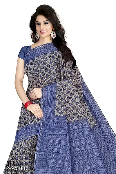 TAMAIRA FASHION Plain Weave Women's Pure Cotton Saree Without Blouse Piece (2340_Grey  Blue)-thumb5