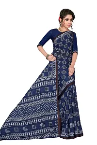 TAMAIRA FASHION Women's Plain Weave Pure Cotton Saree With Blouse Piece (2427_Indigo)-thumb2