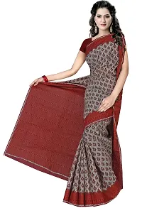 TAMAIRA FASHION Plain Weave Women's Pure Cotton Saree Without Blouse Piece (2340_Grey and Maroon)-thumb1