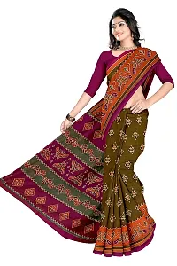 TAMAIRA FASHION Women's Plain Weave Pure Cotton Saree Without Blouse Piece(AB30_Mehendi)-thumb2