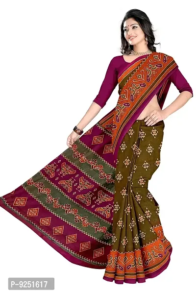 TAMAIRA FASHION Women's Plain Weave Pure Cotton Saree Without Blouse Piece(AB30_Mehendi)-thumb3