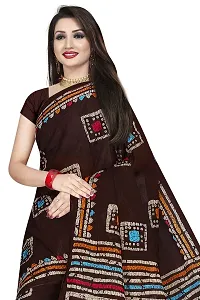 TAMAIRA FASHION Women's Plain Weave Pure Cotton Saree Without Blouse Piece (AB12_Dark Chocolate)-thumb4