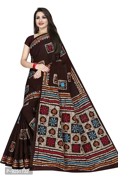 TAMAIRA FASHION Women's Plain Weave Pure Cotton Saree Without Blouse Piece (AB12_Dark Chocolate)-thumb0