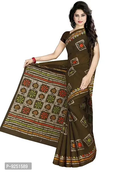 TAMAIRA FASHION Women's Plain Weave Pure Cotton Saree Without Blouse Piece (AB12_Coffee)-thumb2