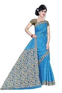 TAMAIRA FASHION Women's Plain Weave Pure Cotton Saree Without Blouse Piece (AB16_Turquiose)-thumb2