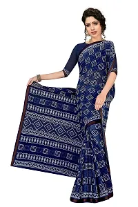 TAMAIRA FASHION Women's Plain Weave Pure Cotton Saree With Blouse Piece (2427_Indigo)-thumb3