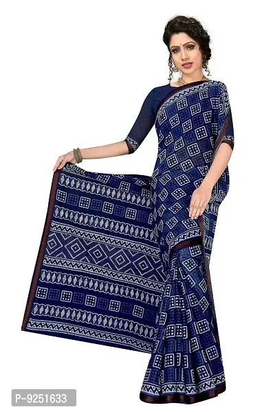 TAMAIRA FASHION Women's Plain Weave Pure Cotton Saree With Blouse Piece (2427_Indigo)-thumb4