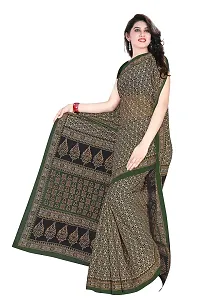 TAMAIRA FASHION Women's Plain Weave Cotton Saree Without Blouse Piece ( 802_Dark Green)-thumb1