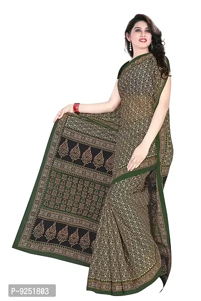 TAMAIRA FASHION Women's Plain Weave Cotton Saree Without Blouse Piece ( 802_Dark Green)-thumb2