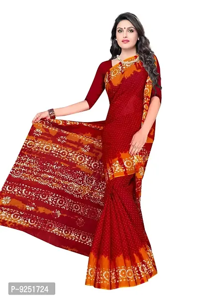 TAMAIRA FASHION Women's Plain Weave Pure Cotton Saree Without Blouse Piece (1920_Red)-thumb2