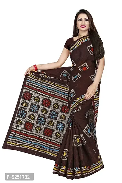 TAMAIRA FASHION Women's Plain Weave Pure Cotton Saree Without Blouse Piece (AB12_Dark Chocolate)-thumb2