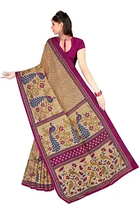 TAMAIRA FASHION Women's Plain Cotton Saree (1361_Beige And Magenta)-thumb2