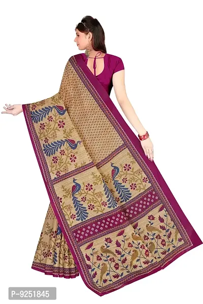 TAMAIRA FASHION Women's Plain Cotton Saree (1361_Beige And Magenta)-thumb3