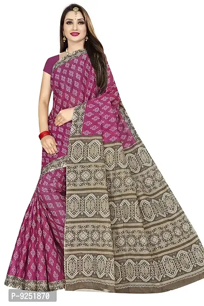 TAMAIRA FASHION Women's Plain Weave Pure Cotton Saree Without Blouse Piece (AB24_Beige and Magenta)