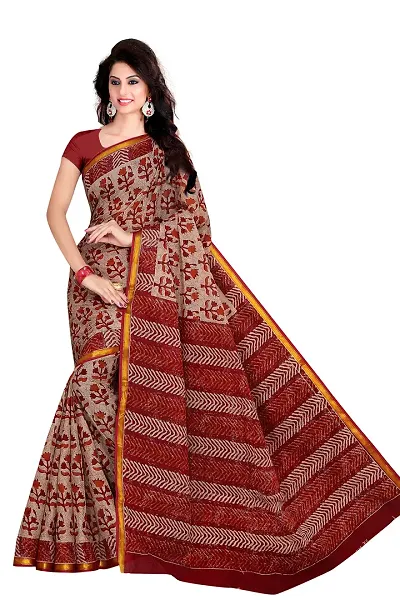 Tamaira Fashion Women's Pure zari border Saree Without Blouse Piece (8012_ZARI_Maroon and without B.P)