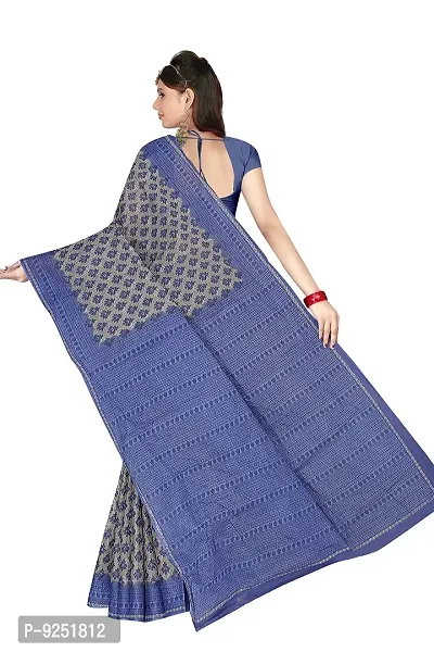 TAMAIRA FASHION Plain Weave Women's Pure Cotton Saree Without Blouse Piece (2340_Grey  Blue)-thumb4