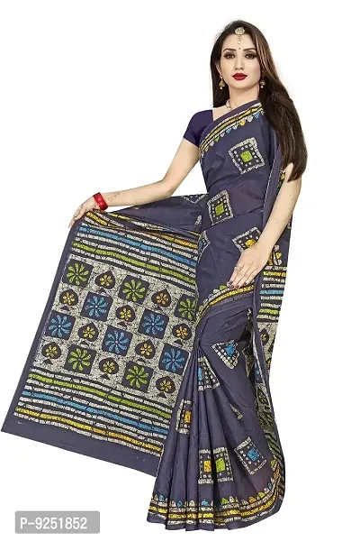 TAMAIRA FASHION Women's Plain Cotton Saree (AB2_Grey)-thumb2