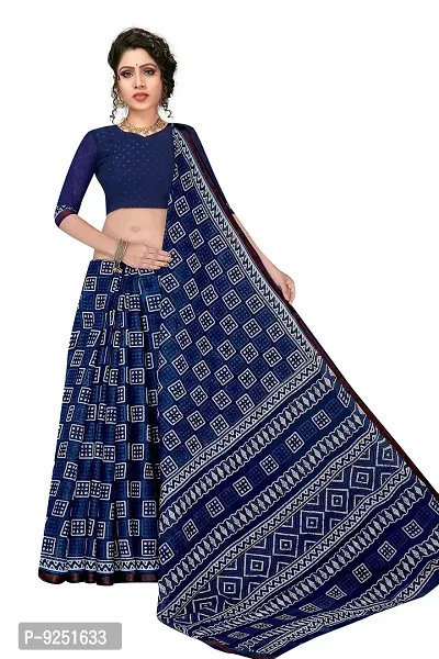 TAMAIRA FASHION Women's Plain Weave Pure Cotton Saree With Blouse Piece (2427_Indigo)-thumb5