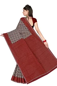 TAMAIRA FASHION Plain Weave Women's Pure Cotton Saree Without Blouse Piece (2340_Grey and Maroon)-thumb3