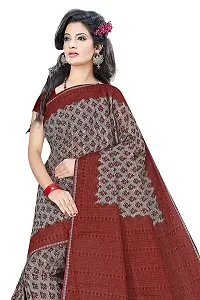 TAMAIRA FASHION Plain Weave Women's Pure Cotton Saree Without Blouse Piece (2340_Grey and Maroon)-thumb4