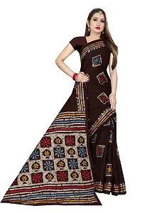 TAMAIRA FASHION Women's Plain Weave Pure Cotton Saree Without Blouse Piece (AB12_Dark Chocolate)-thumb2